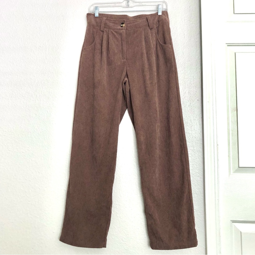 NWOT HALARA Corduroy Straight-Leg Pants in Brown